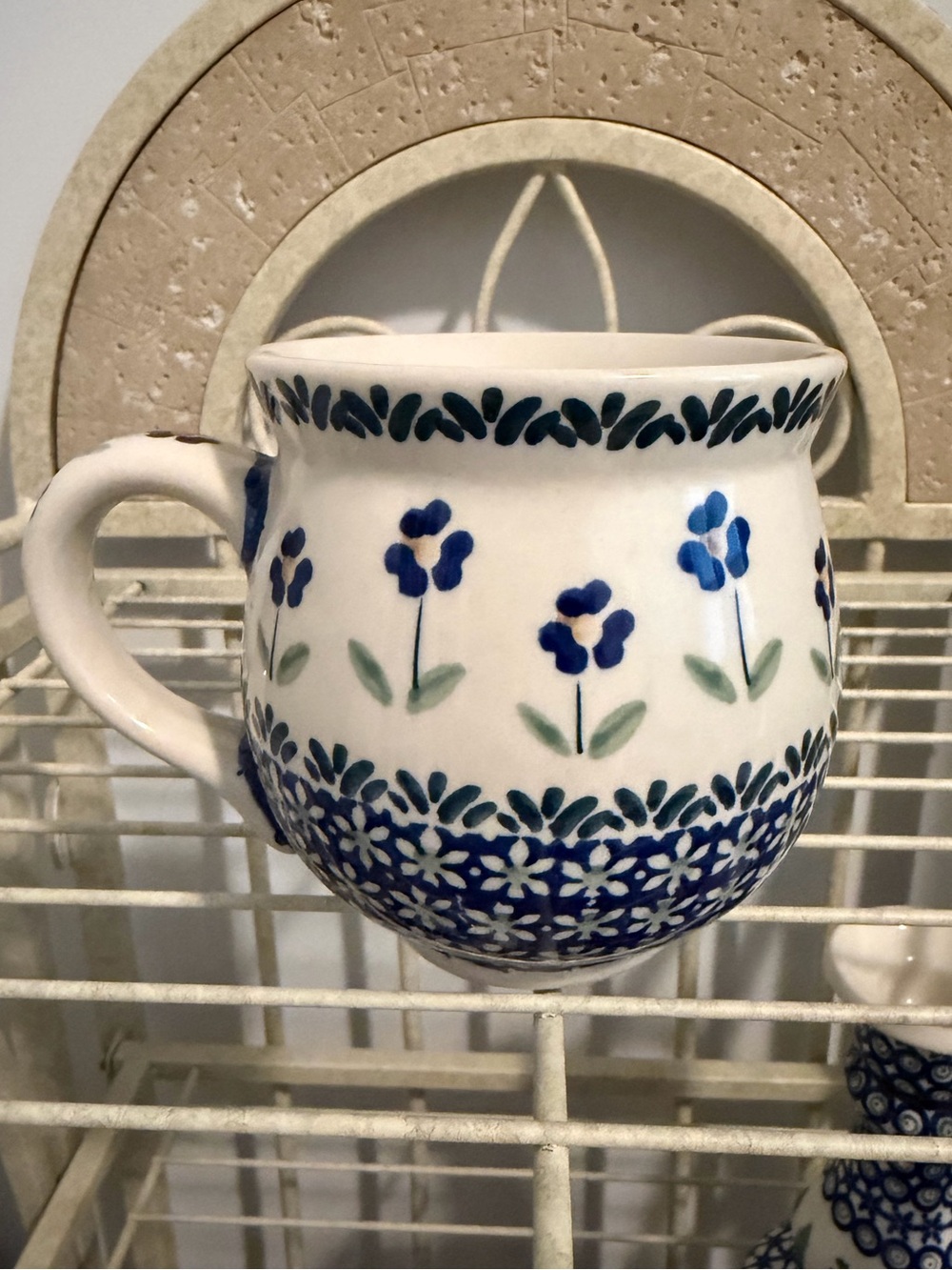 Manufaktura Hand-Painted Blue Floral Mug - polish Pottery